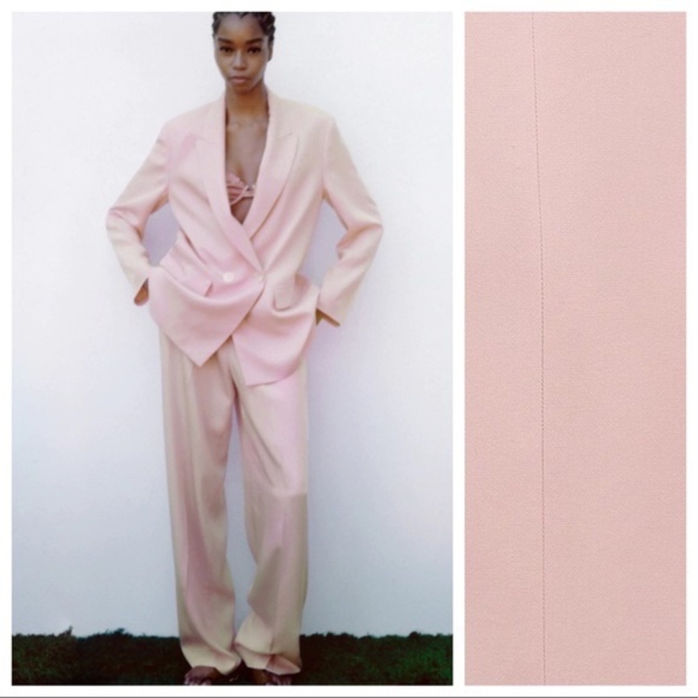 Zara Pink Double Breasted Blazer 2701/644 and Matching High Waist Pant 2702/644